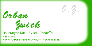 orban zwick business card